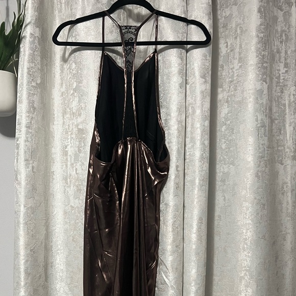 FREE PEOPLE Sunset Shimmer Midi Slip / Black Rose Gold NWT size Large - Picture 7 of 9